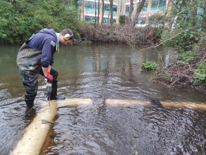 Coping stones added to the river