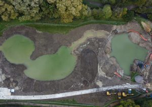 An aerial view of Chamber Mead wetlands